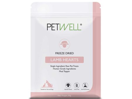 Petwell Dog and Cat Treats Freeze Dried Lamb Hearts 80g For Discount