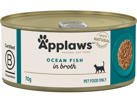 Applaws Natural Wet Cat Tin Ocean Fish 70g x 24 Supply