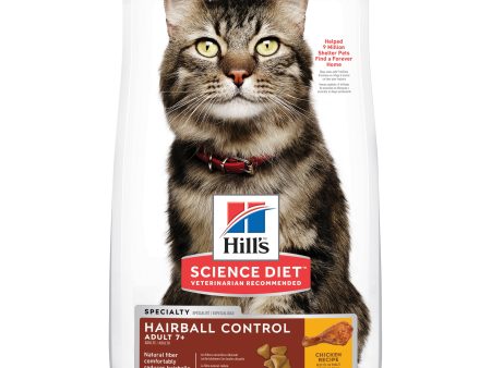 Hill s Science Diet Adult 7+ Senior Hairball Control Senior Dry Cat Food 4kg Sale