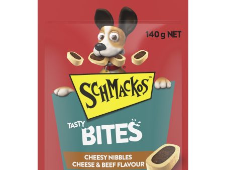 Schmackos Dog Treat Tasty Bites Cheesy Nibbles Cheese & Beef 140g Sale