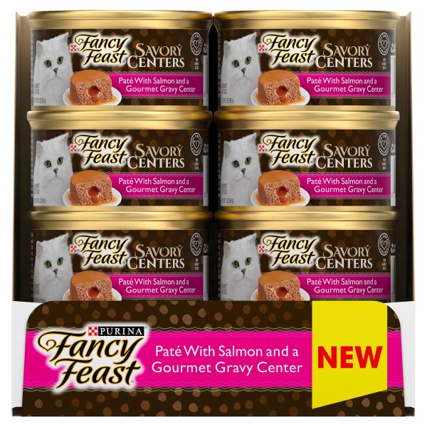 Fancy Feast Savoury Centers Pate With Salmon And Gourmet Gravy Center Adult Wet Cat Food 85g x 24 For Discount