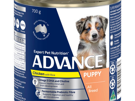 Advance Chicken and Rice All Breed Puppy Wet Dog Food Can 700g x 12 on Sale