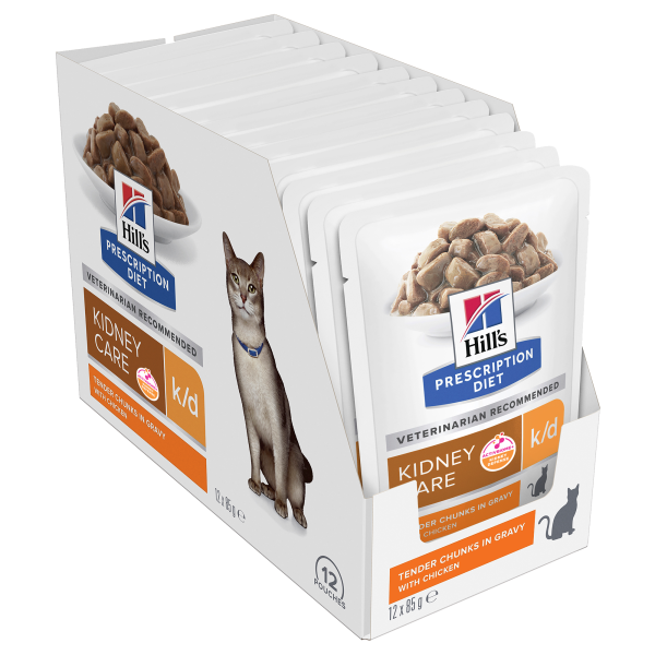 Hill s Prescription Diet k d Kidney Care Chicken Cat Food Pouches 85g x 12 on Sale