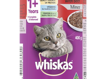 Whiskas Oh So Meaty Cat Adult 1+yrs Beef Mince 400g x 24 Online