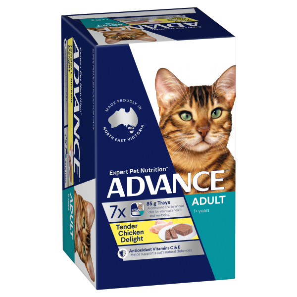 Advance Tender Chicken Delight Adult Wet Cat Food Trays 85g x 7 Hot on Sale