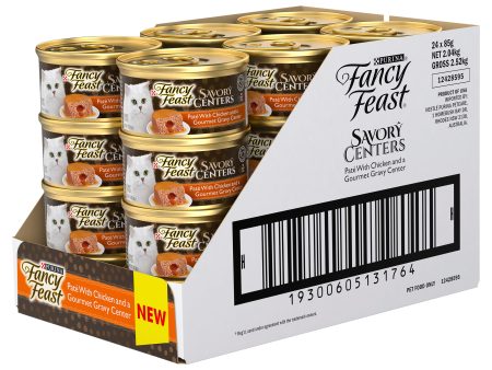 Fancy Feast Savoury Centers Pate With Chicken And Gourmet Gravy Center Adult Wet Cat Food 85g x 24 Supply