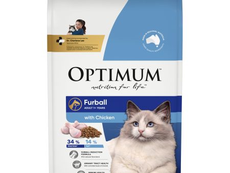 Optimum Furball With Chicken Adult Dry Cat Food 2kg Online Sale