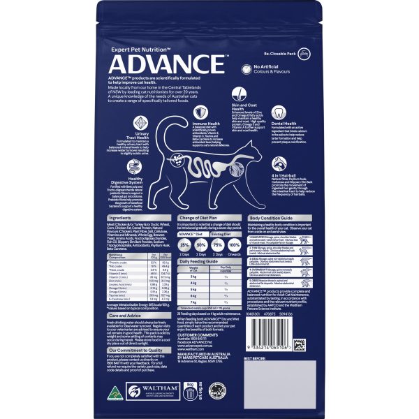 Advance Hairball Chicken Adult Dry Cat Food 1.5kg Hot on Sale