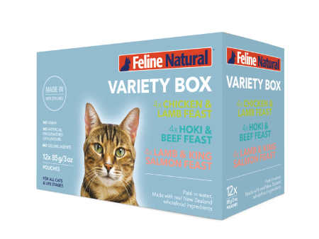 Feline Natural Grain Free Pouches Variety Box 85g x 12 on Sale