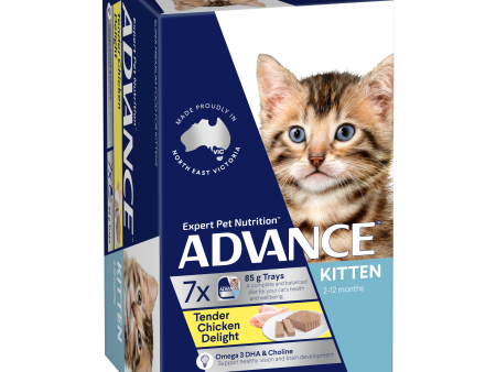 Advance Tender Chicken Delight Kitten Wet Cat Food Trays 85g x 7 Hot on Sale