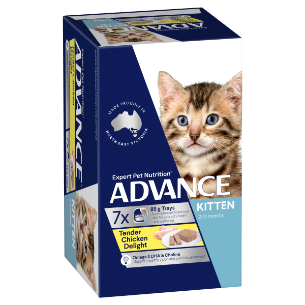 Advance Tender Chicken Delight Kitten Wet Cat Food Trays 85g x 7 Hot on Sale