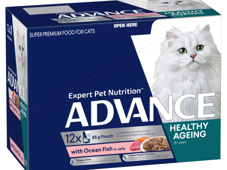 Advance Ocean Fish in Jelly Healthy Ageing Mature Wet Cat Food Trays 85g x 12 Supply