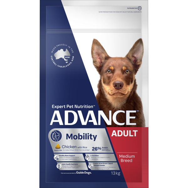 Advance Chicken and Rice Medium Breed Adult Mobility Dog Dry Food 13kg For Cheap