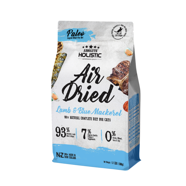 Absolute Holistic Air Dried Cat Food Blue Mackerel & Lamb 500g Online now