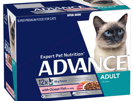 Advance Ocean Fish in Jelly Adult Wet Cat Food Trays 85g x 12 For Sale