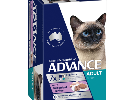 Advance Succulent Turkey Adult Wet Cat Food Trays 85g x 7 on Sale