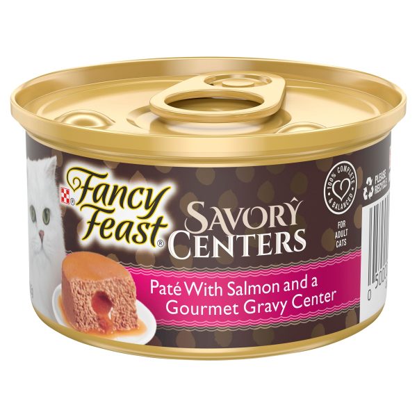 Fancy Feast Savoury Centers Pate With Salmon And Gourmet Gravy Center Adult Wet Cat Food 85g x 24 For Discount