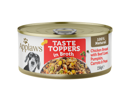 Applaws Taste Toppers Wet Dog Food Chicken Breast with Beef Liver & Veg 156g x 16 For Discount