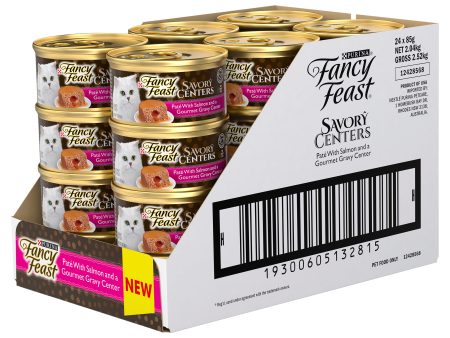 Fancy Feast Savoury Centers Pate With Salmon And Gourmet Gravy Center Adult Wet Cat Food 85g x 24 For Discount