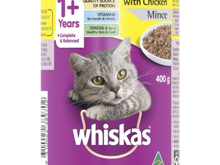 Whiskas Oh So Meaty Cat Adult 1+yrs Chicken Mince 400g x 24 Discount