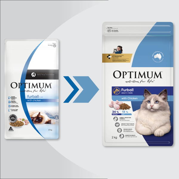 Optimum Furball With Chicken Adult Dry Cat Food 2kg Online Sale