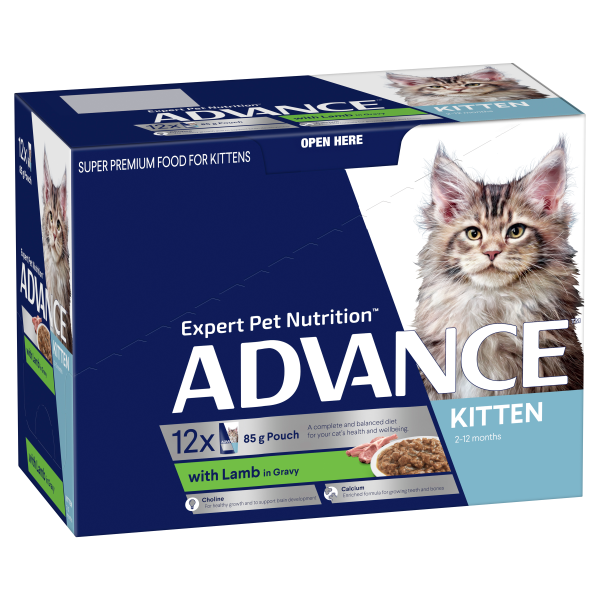 Advance Lamb in Gravy Kitten Wet Cat Food Trays 85g x 12 Sale