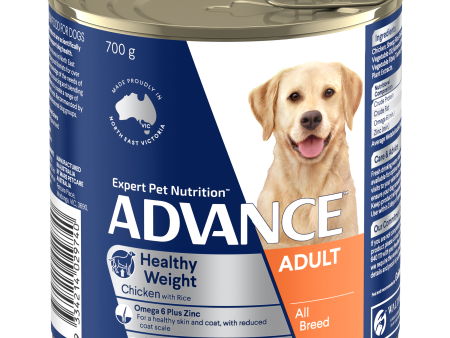 Advance Chicken and Rice Weight Control Adult Wet Dog Food Can 700g x 12 Supply