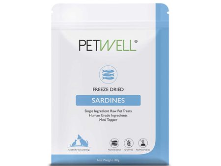 Petwell Dog and Cat Treats Dog Freeze Dried Whole Sardines 80g Discount