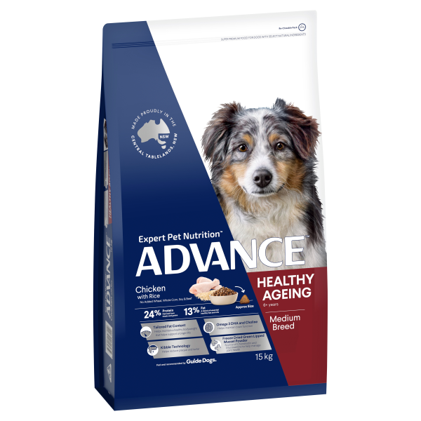 Advance Chicken and Rice Healthy Ageing Medium Breed Dry Dog Food Online Sale