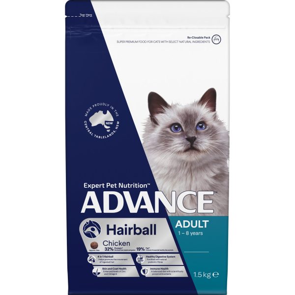 Advance Hairball Chicken Adult Dry Cat Food 1.5kg Hot on Sale