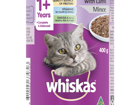 Whiskas Oh So Meaty Cat Adult 1+yrs Mince Lamb Turkey & Vegetables 400g x 24 For Sale