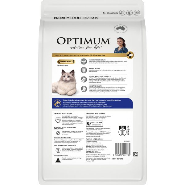 Optimum Furball With Chicken Adult Dry Cat Food 2kg Online Sale