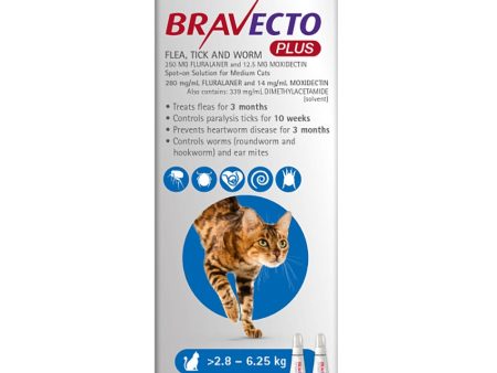 Bravecto Plus Medium Cats 2.8-6.25Kg Cheap