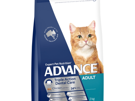 Advance Chicken and Rice Triple Action Dental Health Care Adult Dry Cat Food 2kg Supply