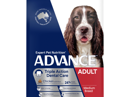 Advance Chicken and Rice Triple Action Dental Health Care Medium Breed Adult Dry Dog Food 13kg Fashion