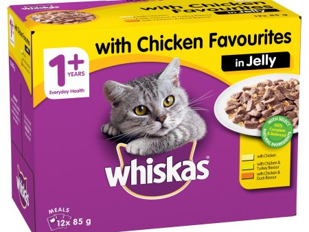 Whiskas Favourites Cat Adult 1+yrs Chicken Chunks In Jelly 85g x 12 Online Sale