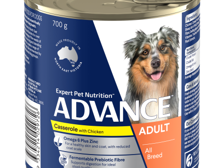 Advance Casserole with Chicken All Breed Adult Wet Dog Food Can 700g x 12 Supply