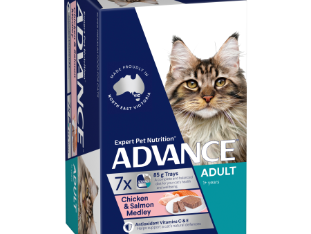 Advance Chicken and Salmon Medley Adult Wet Cat Food Tray 85g x 7 For Discount