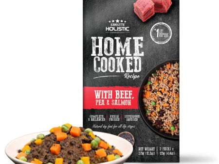 Absolute Holistic Home Cooked Recipe Beef Peas & Salmon Dog Wet Food 125g x 3 Supply