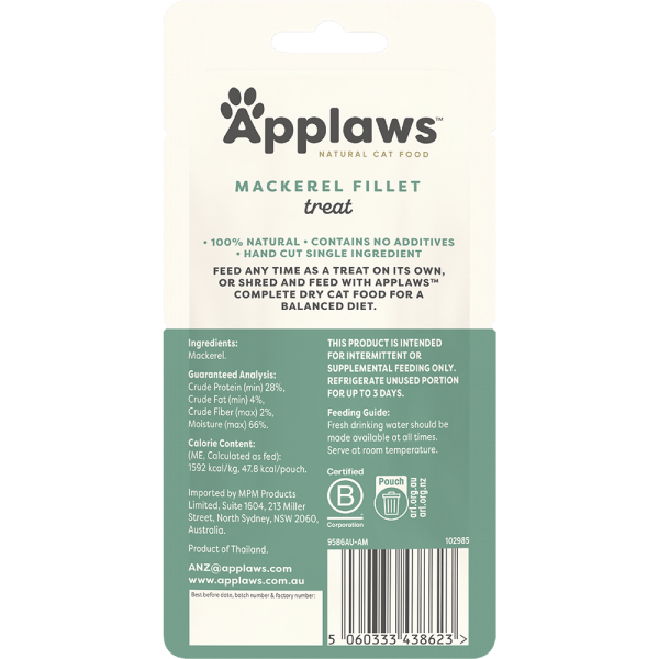 Applaws Wet Cat Whole Mackeral Fillet Treat 30g Hot on Sale