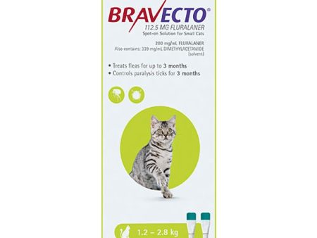 Bravecto Spot On Small Cats 1.2-2.8Kg 2 Pack Hot on Sale