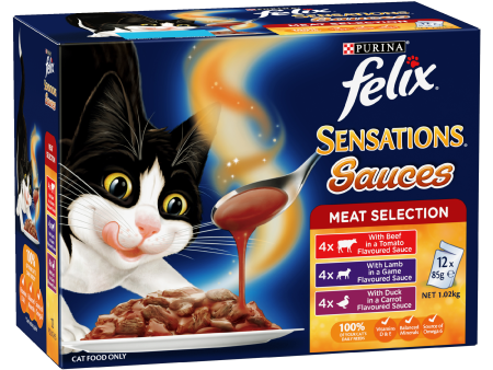 Felix Sensations Sauces Meat Selection Adult Wet Cat Food 85g x 12 Fashion