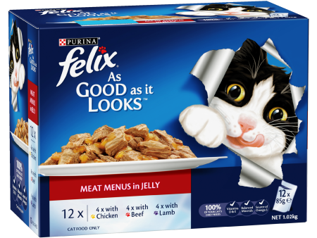 Felix As Good As It Looks Meat Menu Adult Wet Cat Food 85g x 12 For Discount