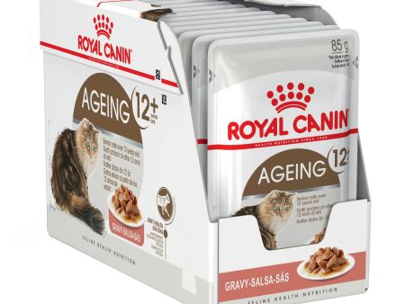 Royal Canin Ageing 12+ with Gravy Wet Cat Food Pouches 85g x 12 Fashion