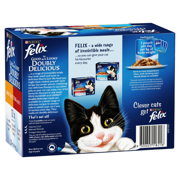 Felix Double Delicious Meat Selection in Jelly Adult Wet Cat Food 85g x 12 Online now