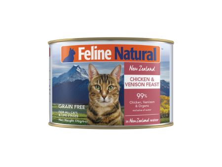 Feline Natural BPA Free & Gelatin Free Canned Cat Food Chicken & Venison 170g x 12 Online Hot Sale