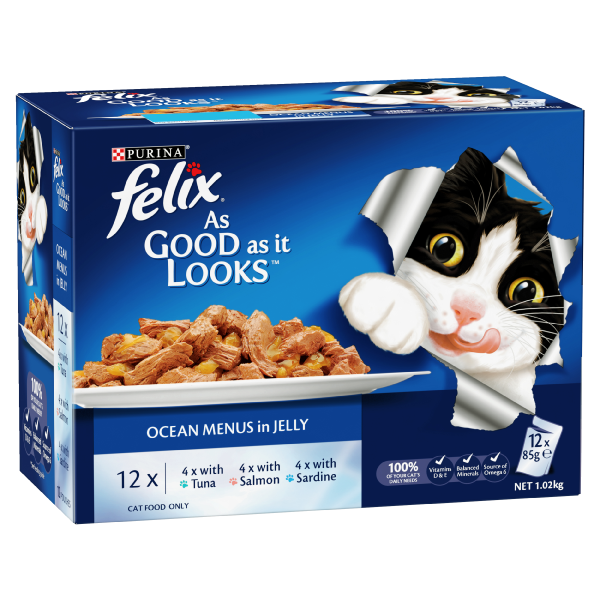 Felix As Good As It Looks Ocean Menu Adult Wet Cat Food 85g x 12 Online Hot Sale