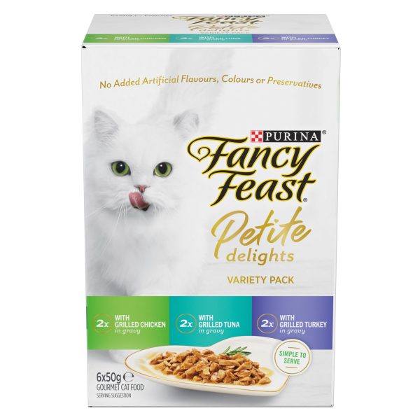 Fancy Feast Petite Delights Chicken Turkey Tuna Variety Pack Adult Wet Cat Food 50g x 6 Fashion