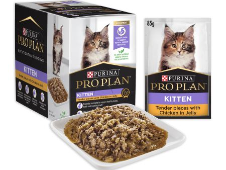 Pro Plan Chicken Kitten Wet Cat Food Pouches 85g x 12 Discount