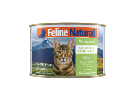 Feline Natural BPA Free & Gelatin Free Canned Cat Food Chicken & Lamb 170g x 12 Sale